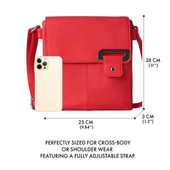 Women's Crossbody Bag Messenger Shoulder Bag in Red - Image 3