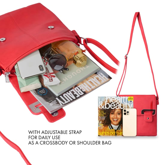 Women's Crossbody Bag Messenger Shoulder Bag in Red - Image 5