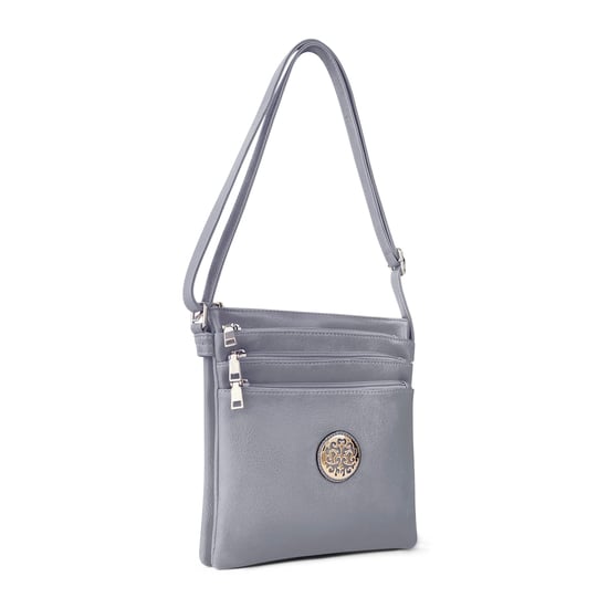 Multi Zipper Cross Body Bag For Women in Light Grey - Image 3