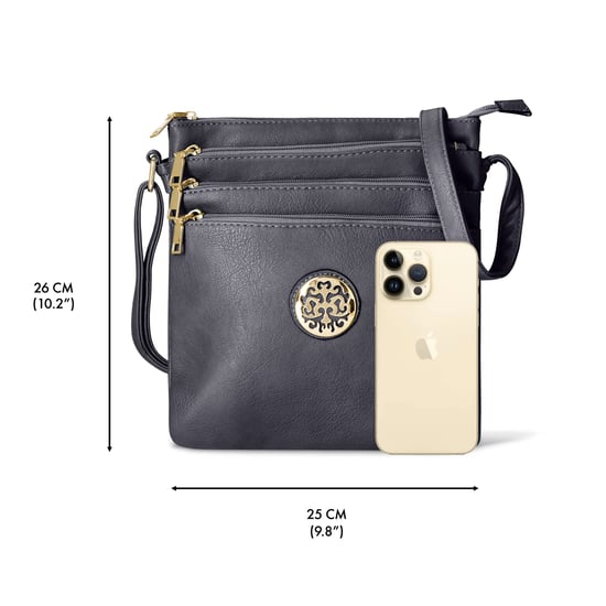 Multi Zipper Cross Body Bag For Women in Black - Image 3