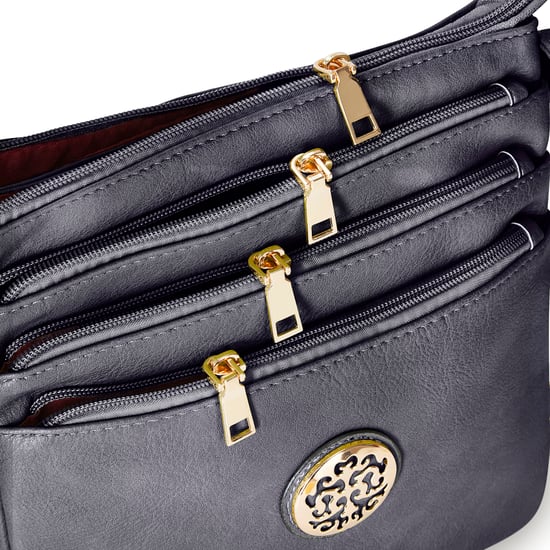 Multi Zipper Cross Body Bag For Women in Black - Image 5