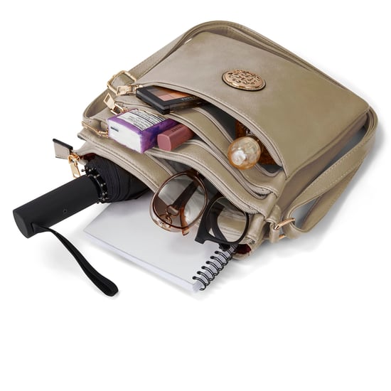 Multi Zipper Cross Body Bag For Women in Beige - Image 5
