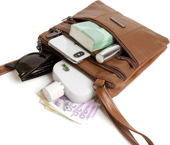 Women's Real Leather Crossbody Bag in Tan - Image 2