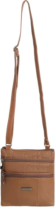 Women's Real Leather Crossbody Bag in Tan - Image 3