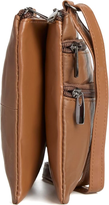 Women's Real Leather Crossbody Bag in Tan - Image 5