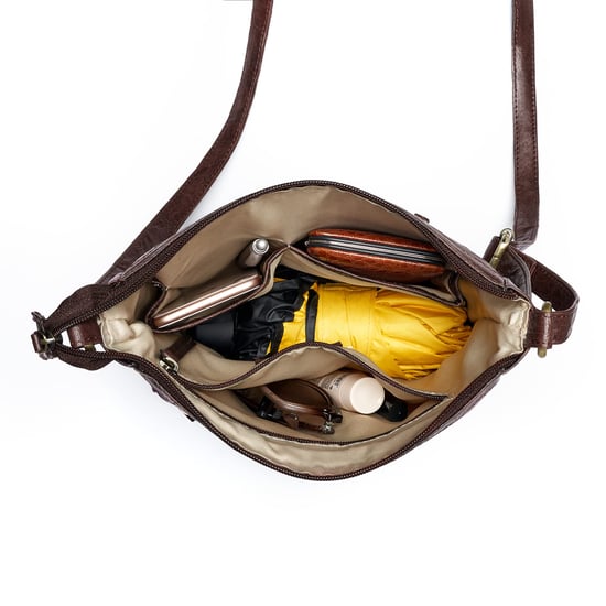 Women's Genuine Leather Crossbody Bag in Dark Brown - Image 5