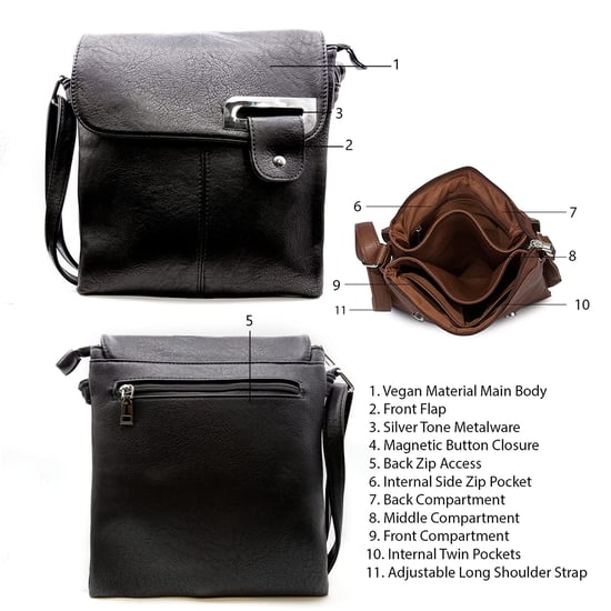 Women's Crossbody Bag Messenger Shoulder Bag in Black - Image 2