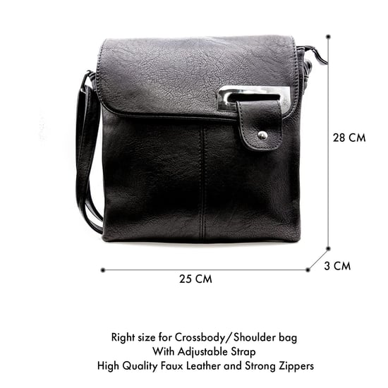 Women's Crossbody Bag Messenger Shoulder Bag in Black - Image 3