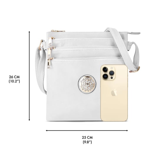 Multi Zipper Cross Body Bag For Women in White - Image 2