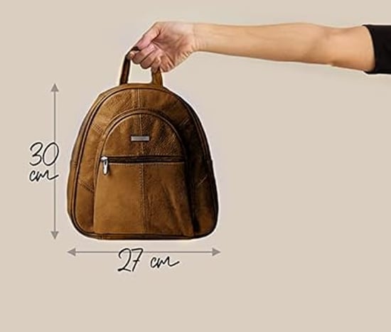 Women's Genuine Leather Backpack in Tan - Image 4