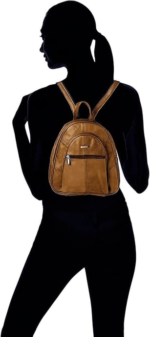 Women's Genuine Leather Backpack in Tan - Image 5