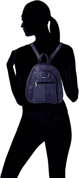 Women's Genuine Leather Backpack in Navy - Image 4
