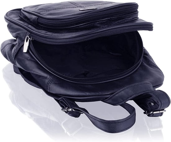 Women's Genuine Leather Backpack in Navy - Image 5