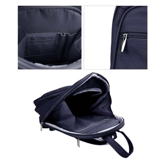 Women's Genuine Leather Backpack in Navy - Image 5