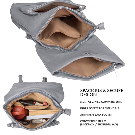 Women's Fashion Backpack in Grey - Image 4