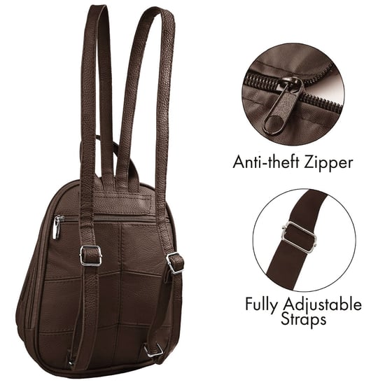 Women's Genuine Leather Backpack in Dark Brown - Image 3