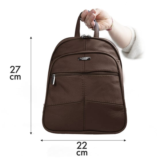 Women's Genuine Leather Backpack in Dark Brown - Image 4