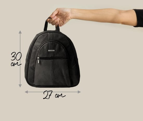 Women's Genuine Leather Backpack in Black - Image 3