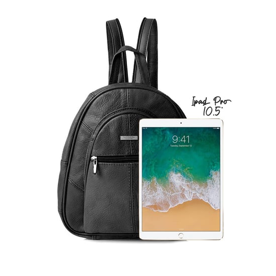 Women's Genuine Leather Backpack in Black - Image 5