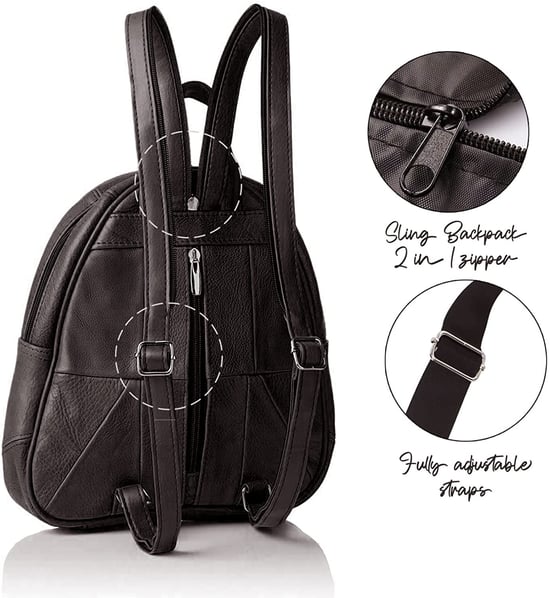 Women's Genuine Leather Backpack in Brown - Image 2