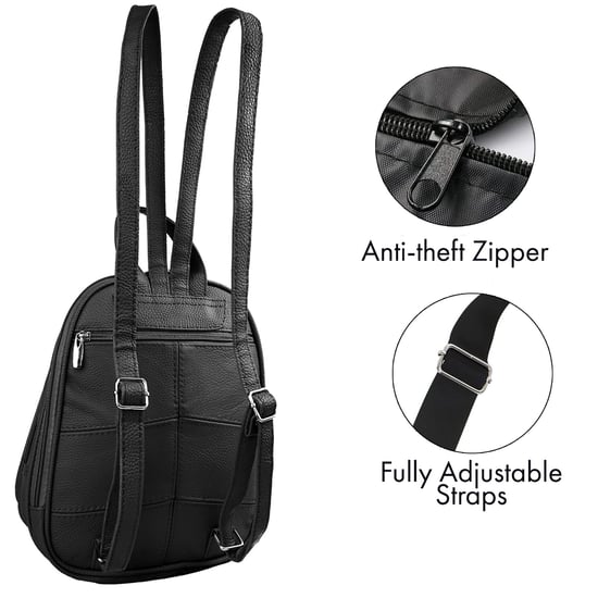 Women's Genuine Leather Backpack in Black - Image 3