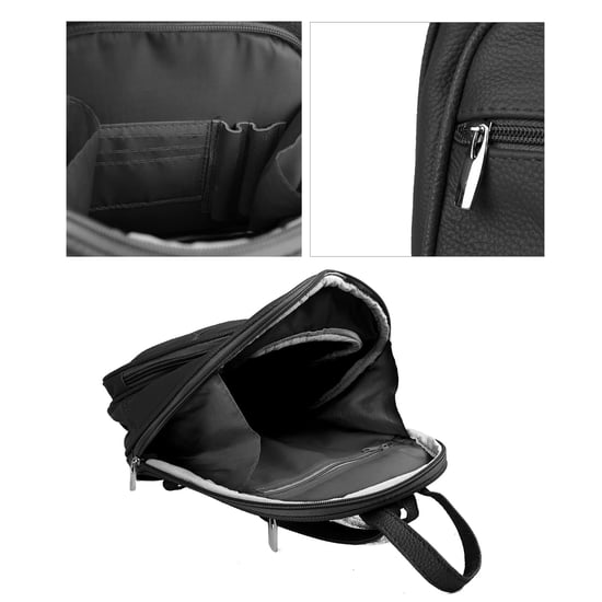 Women's Genuine Leather Backpack in Black - Image 6