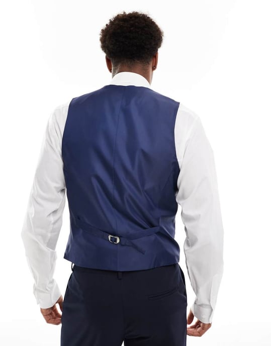 ASOS DESIGN slim suit waistcoat in navy - Image 2