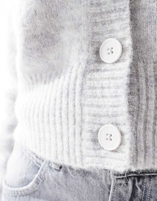 ASOS DESIGN crew neck cardigan in alpaca wool blend in grey - Image 4
