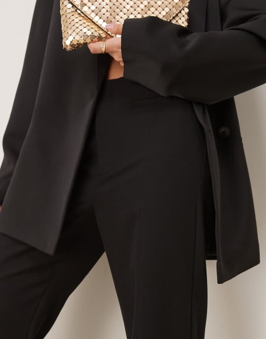 Gina Tricot high waist flare leg trousers with clean waistband and front seam in black - Image 3