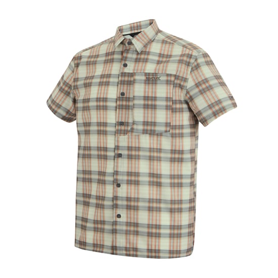 Regatta Heren Geruit Insectenwerend Reisshirt met Korte Mouwen (Steen Wit) - Image 3