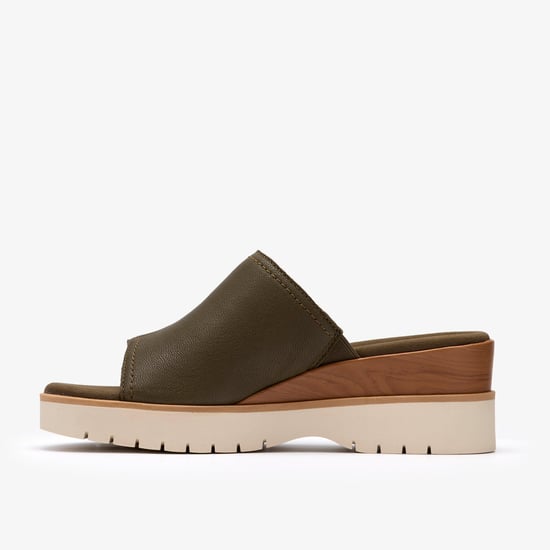 Diaz Slide Dark Olive Lea Sandals - Image 2