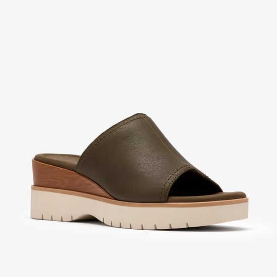 Diaz Slide Dark Olive Lea Sandals - Image 4