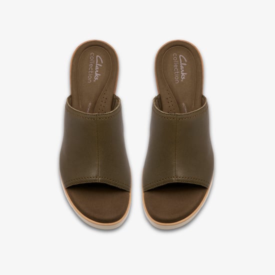 Diaz Slide Dark Olive Lea Sandals - Image 6