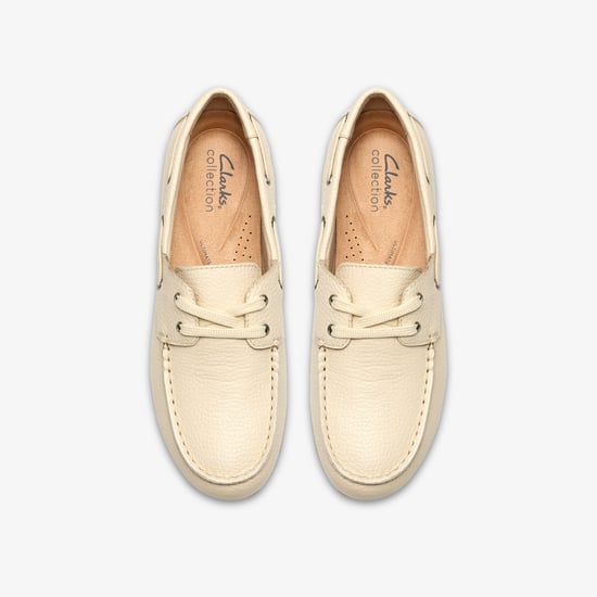 Elliotte Boat Cream Leather Shoes - Image 6