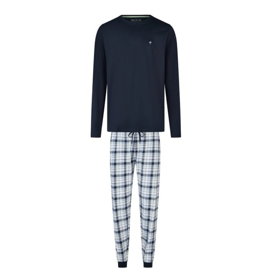 Phil & Co Heren lange pyjama set blauw geruit - Image 1