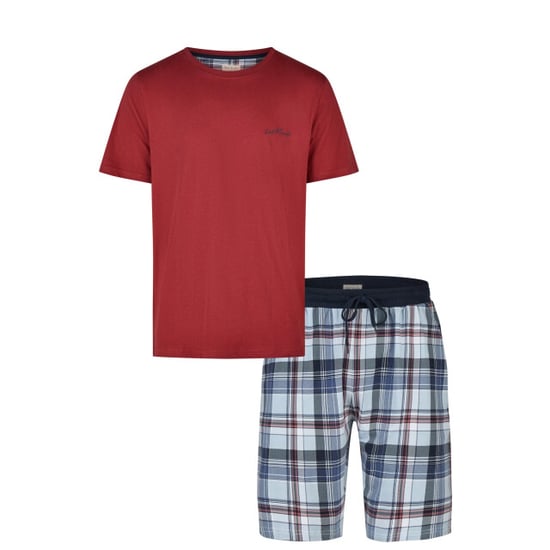 Phil & Co Heren shortama korte pyjama set rood/blauw geruit - Image 1