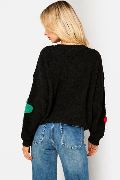 Black 3D Flower Crochet Knitted Jumper - Image 4