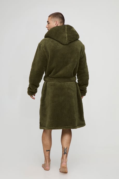 Borg Lined Hooded Dressing Gown - Image 2