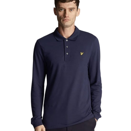 Lyle & Scott Mens Logo Long-Sleeved Polo Shirt (Navy Blue) - Image 3