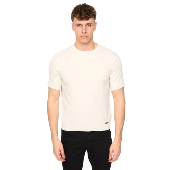 Duck and Cover Mens Marvela Knitted T-Shirt (Light Stone) - Image 1