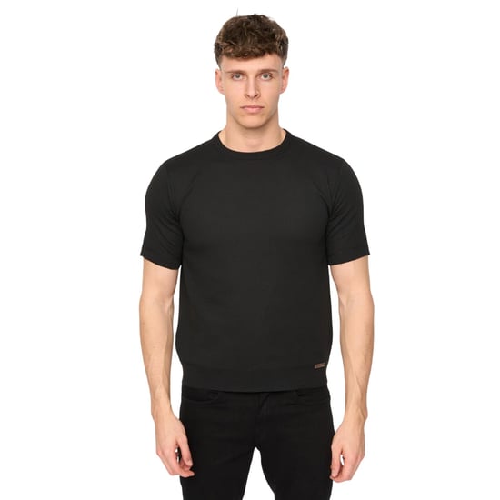 Duck and Cover Mens Marvela Knitted T-Shirt (Black) - Image 1