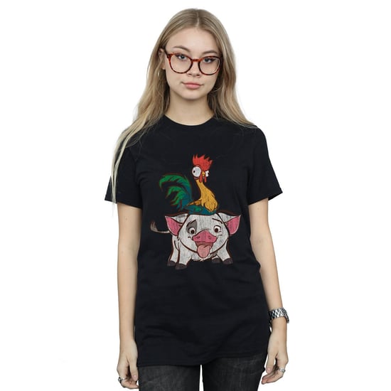 Disney Dames/Dames Moana Hei Hei en Pua Katoenen Vriendje T-shirt (Zwart) - Image 2