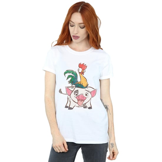 Disney Dames/Dames Moana Hei Hei en Pua Katoenen Vriendje T-shirt (Wit) - Image 2
