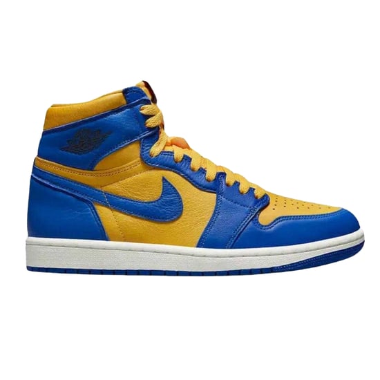 Nike Unisex Adult Air Jordan 1 Leather High-top Trainers (Yellow/Blue) - Image 1