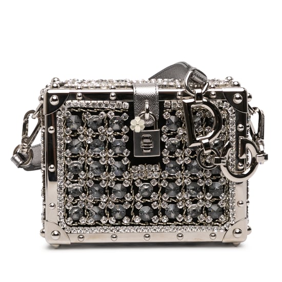Begagnad boxväska i jacquard med rhinestones från Dolce - Image 1