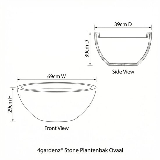4gardenz ® stone plantenbak ovaal 69x39x29 cm - - Image 3