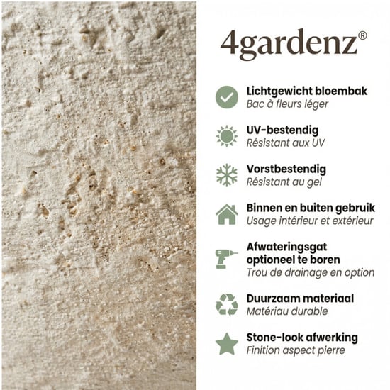 4gardenz ® stone plantenbak ovaal 69x39x29 cm - - Image 4