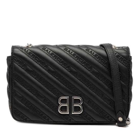 Pre-owned Embossed Leather Allover Logo Bb Wallet On Chain - Image 1