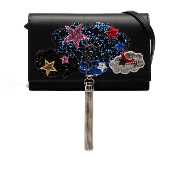 Pre-owned Calfskin Cloud Star Applique Classic Monogram Kate Tassel Wallet On Chain - Image 1