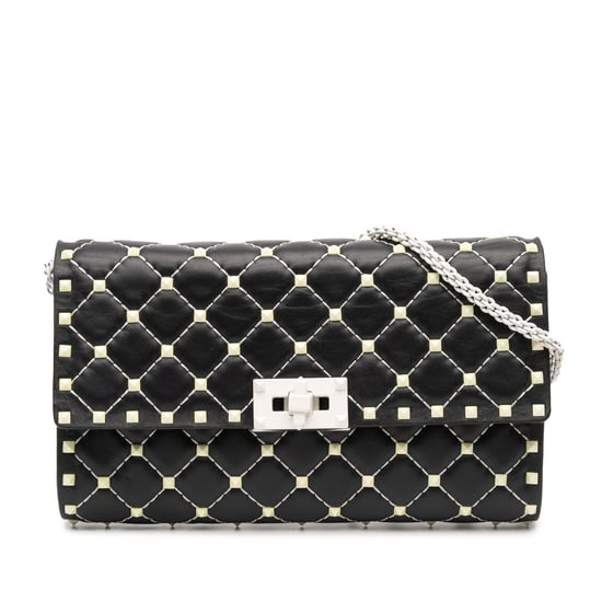 Pre-owned Quilted Lambskin Free Rockstud Spike Wallet On Chain - Image 1
